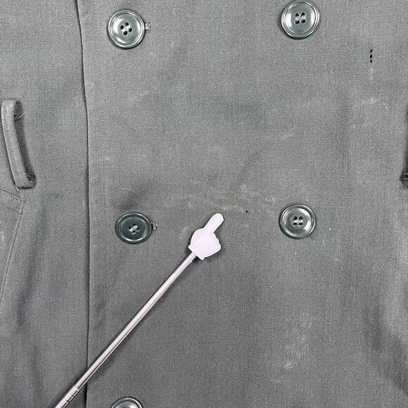 Vintage 90s Military Trench Coat Mens L Button Up Wool 36L - Picture 6 of 6